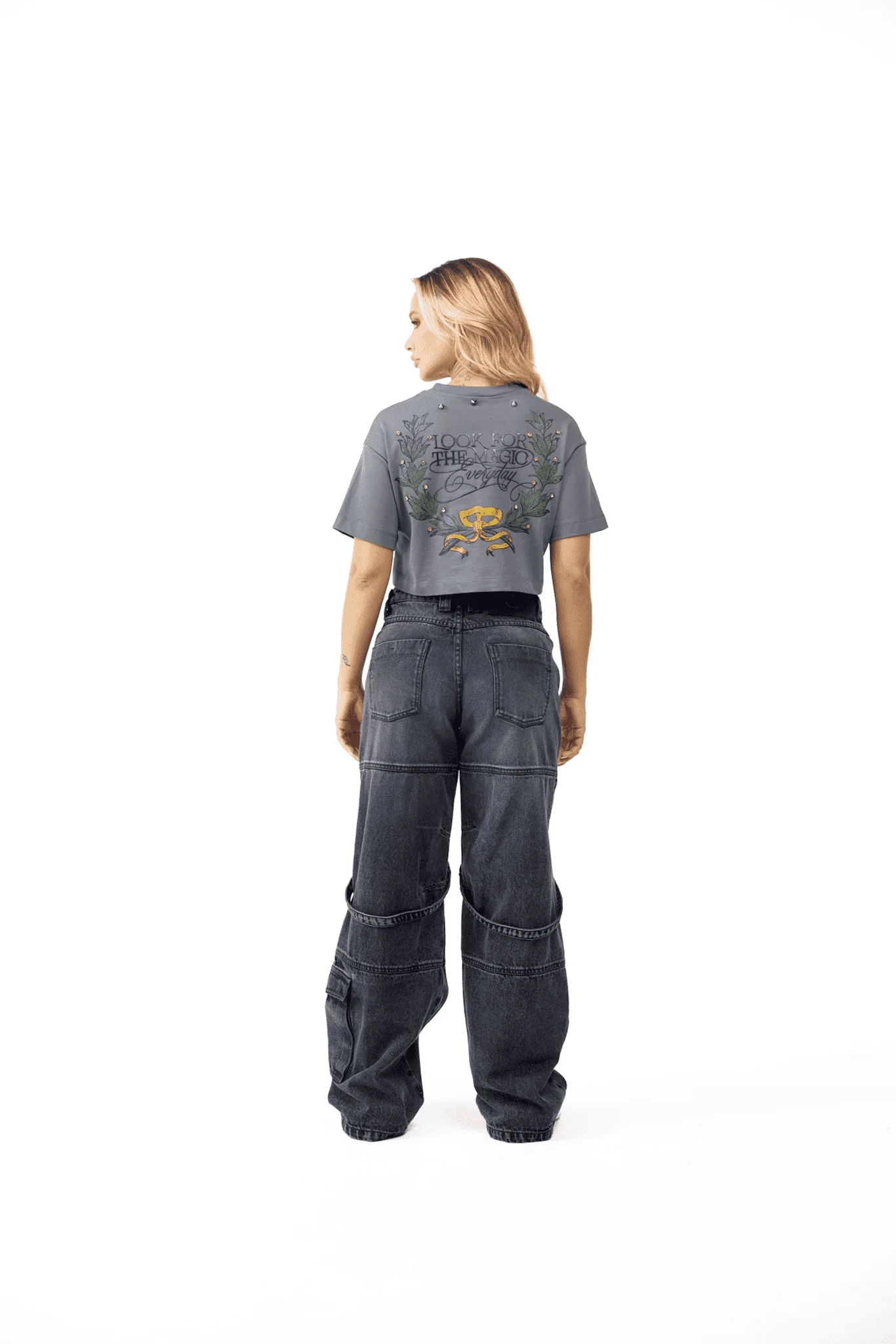 CROP TOP OVERSIZED MUJER CENERE GRIS OSCURO - Image 3