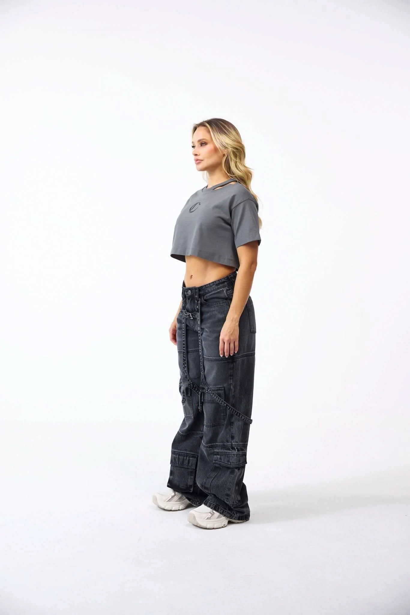 CROP TOP OVERSIZED MUJER CENERE GRIS OSCURO - Image 4