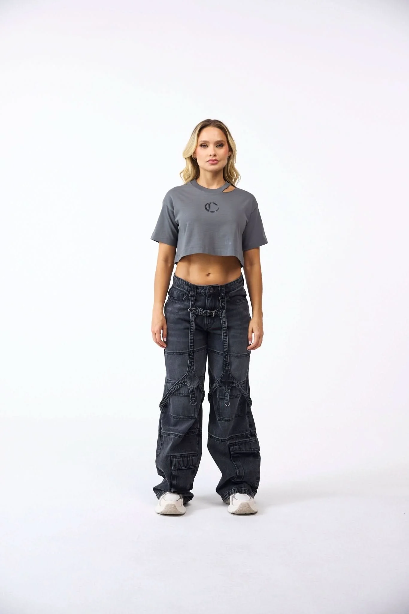 CROP TOP OVERSIZED MUJER CENERE GRIS OSCURO - Image 5