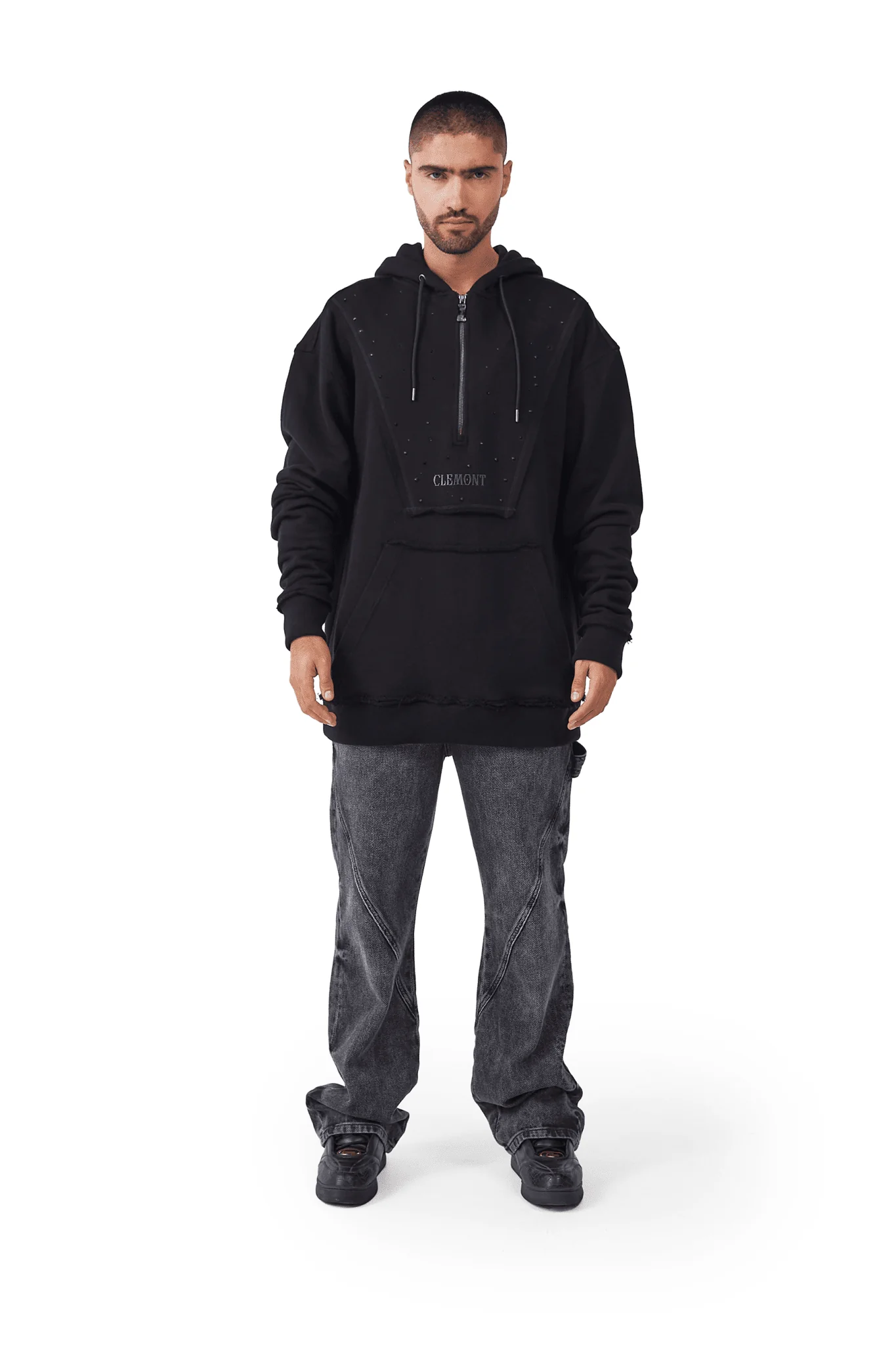HOODIE OVERSIZED HOMBRE NERO NEGRO CLEMONT - Image 3