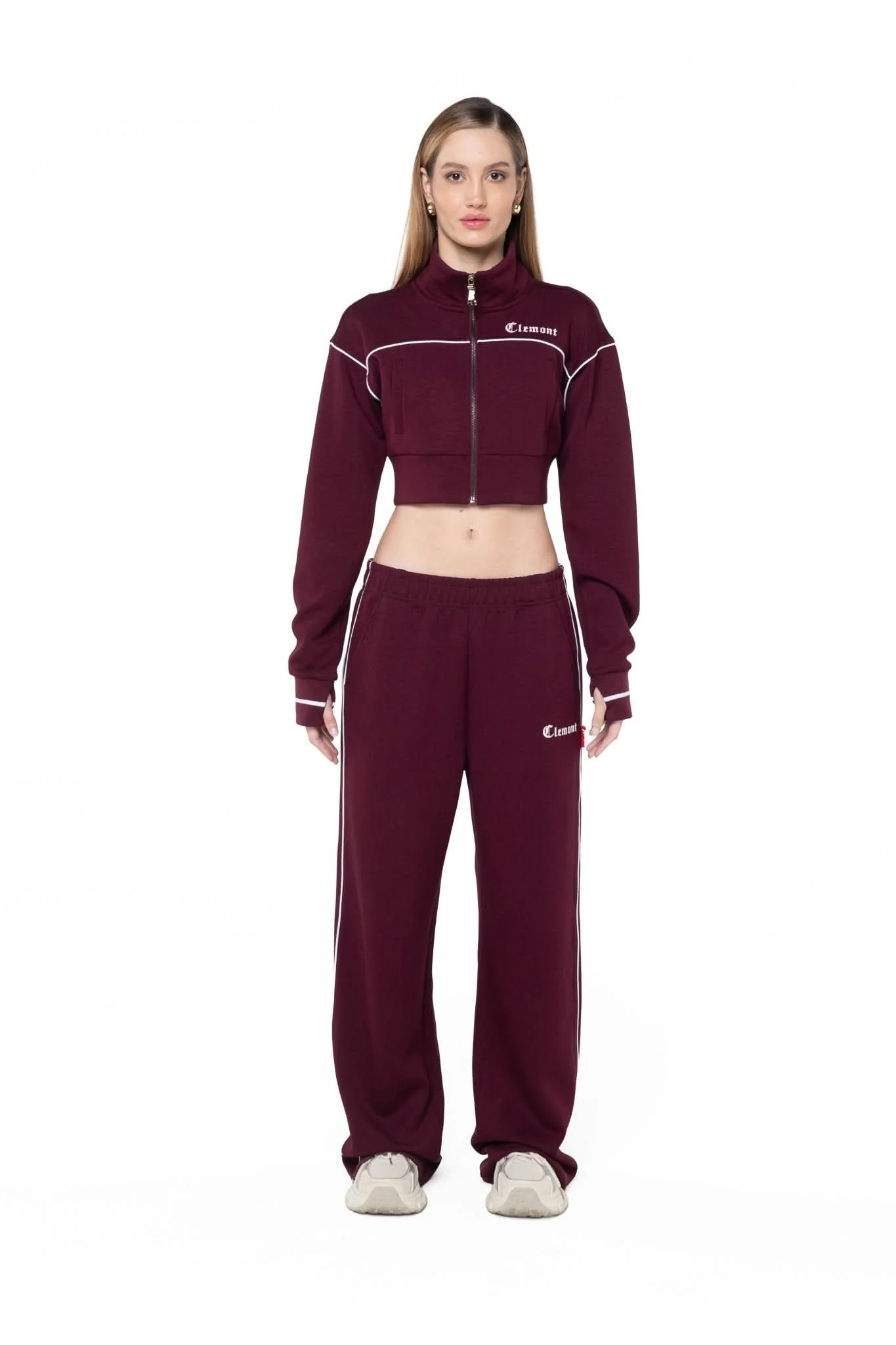 SWEATER CROPPED MUJER BREZZA VINOTINTO/CREMA CLEMONT - Image 2
