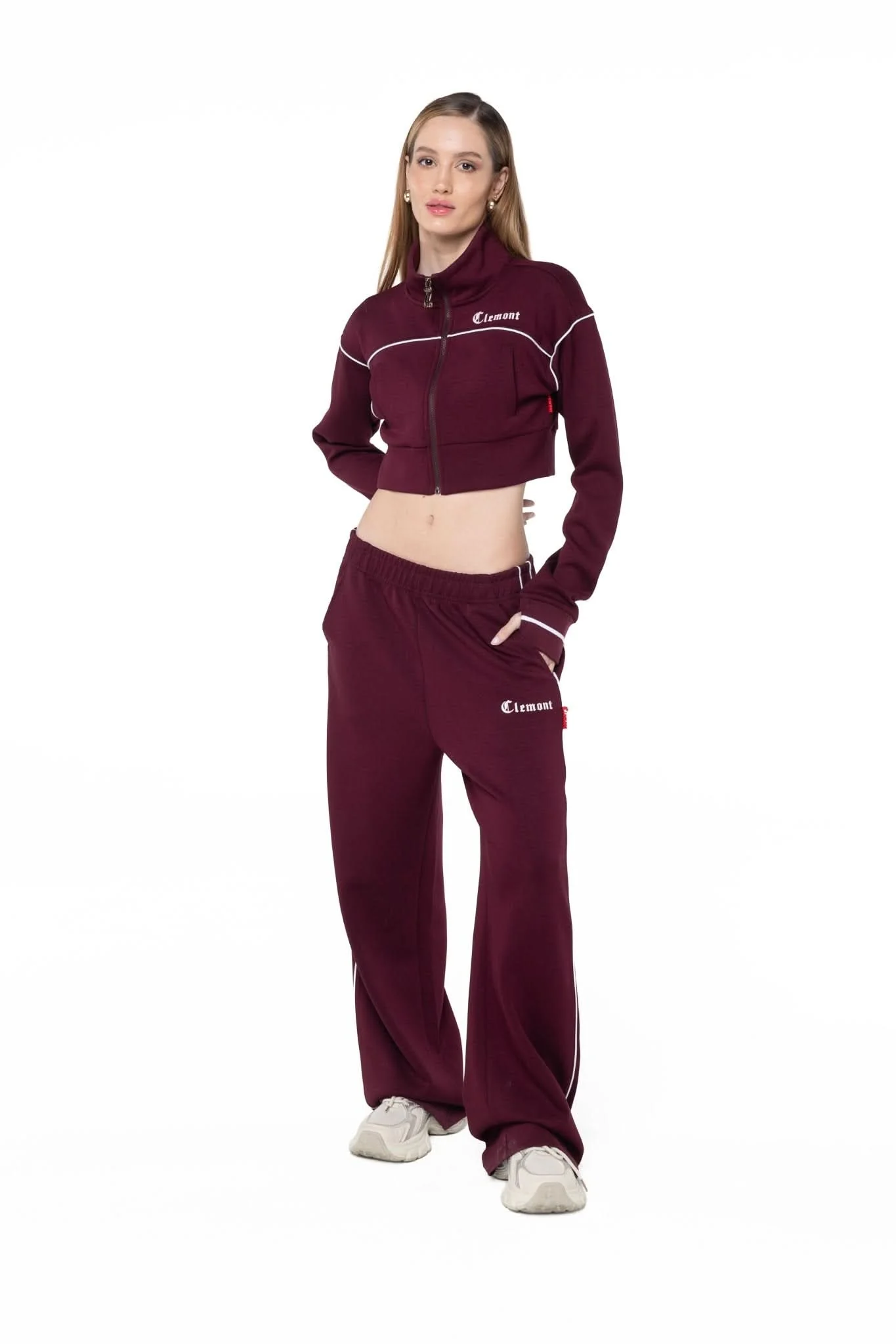 SWEATER CROPPED MUJER BREZZA VINOTINTO/CREMA CLEMONT - Image 7