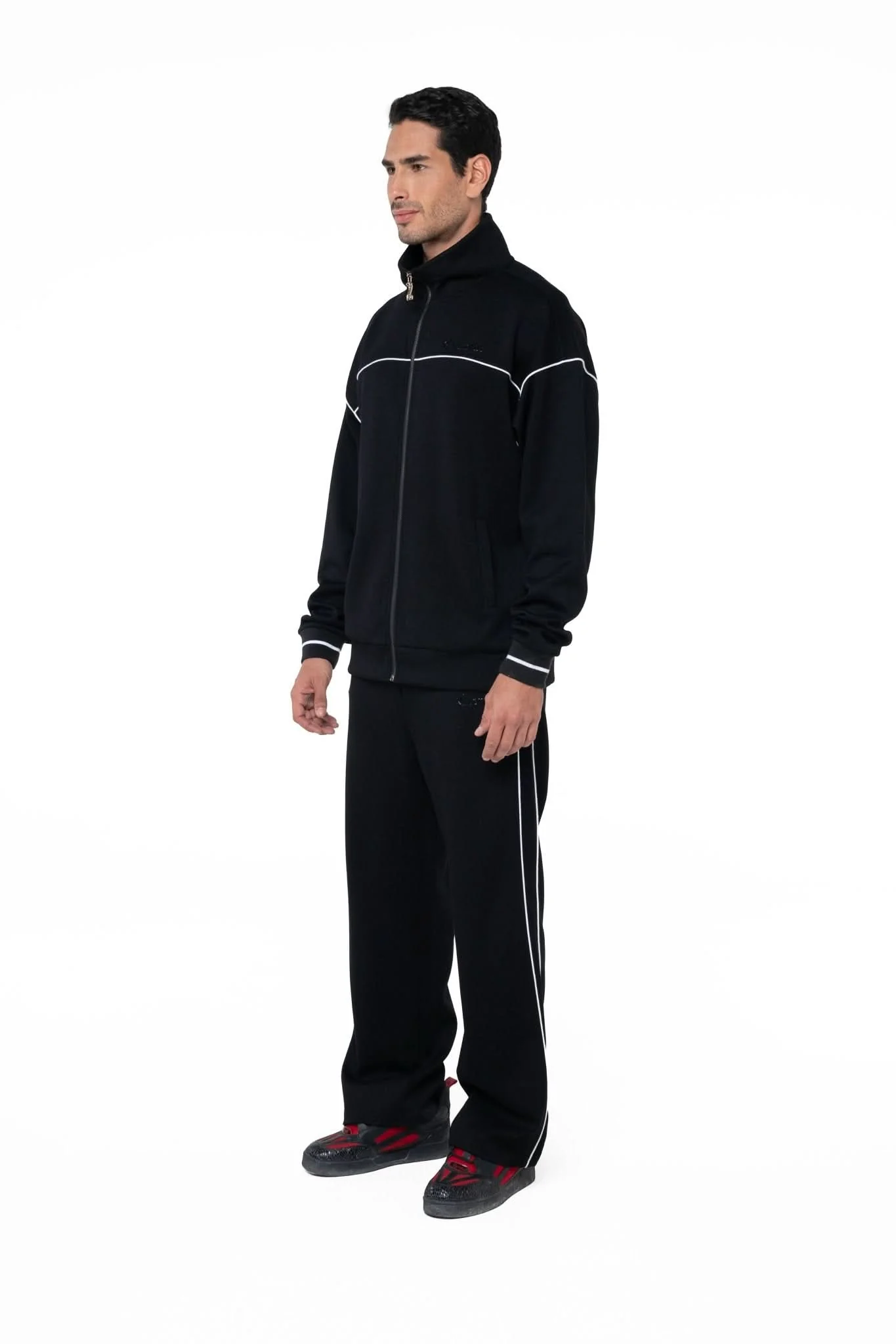 SWEATER MOCK NECK MASCULINO TRACCIA NEGRO CREMA - Image 5