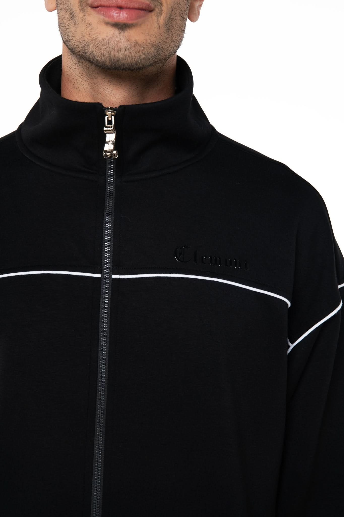 SWEATER MOCK NECK MASCULINO TRACCIA NEGRO CREMA - Image 8